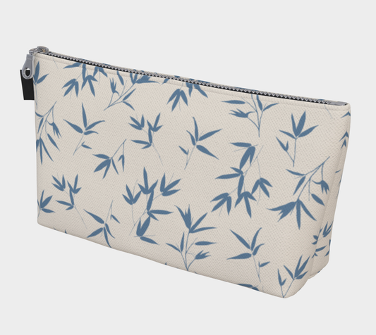 Bamboo leaves in Denim Blue - makeup bag